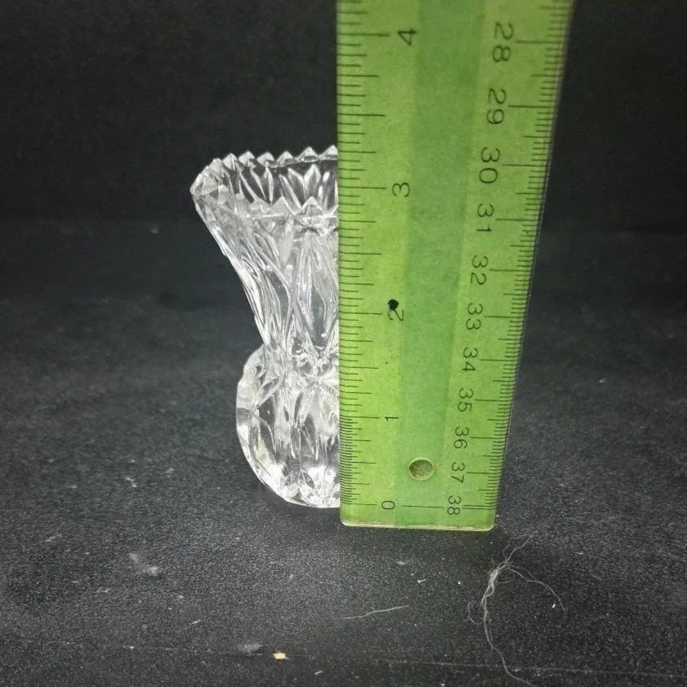 Crystal Thistle Pineapple Toothpick Holder, Vtg Glass Bud Vase, Saw Edge Design‎